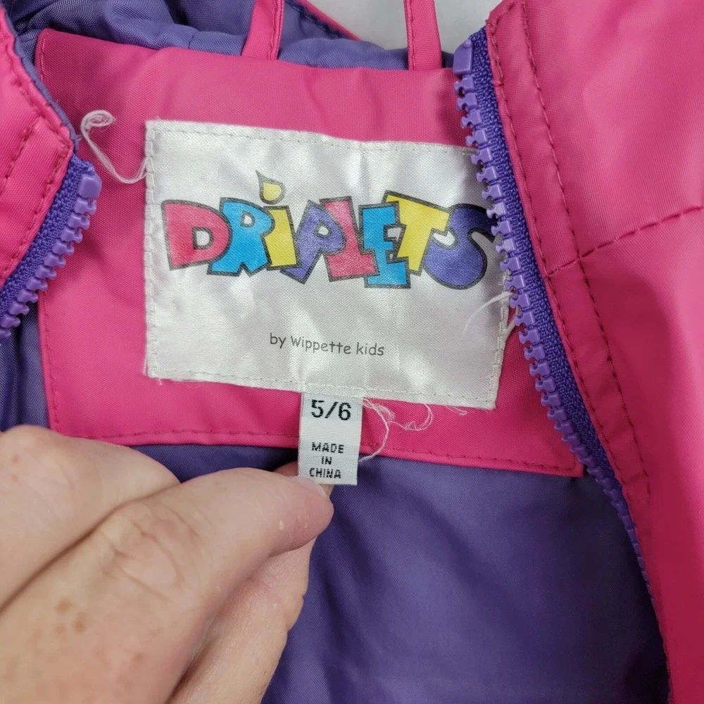 Driplets Wippette Vintage Pink Kids Rain Coat Size 5/6 Hoodie Stylish